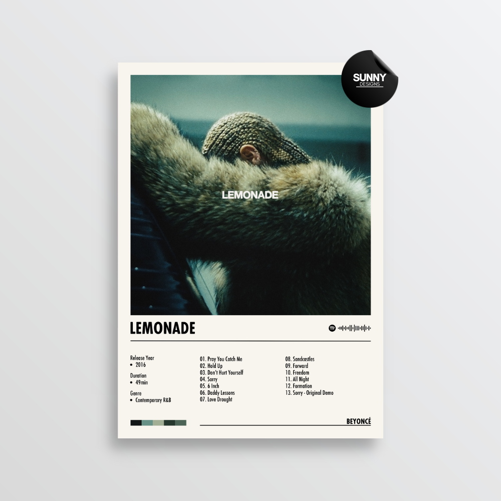 Beyonce Lemonade merch custom album cover poster music poster personalized gifts poster mockup poster template album posters for wall Sunny Designs Poster 