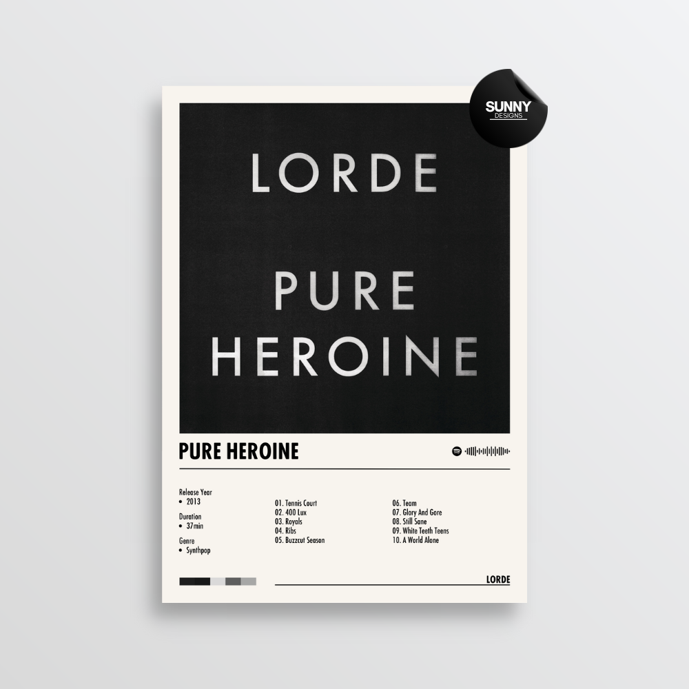 Lorde Pure Heroine merch custom album cover poster music poster personalized gifts poster mockup poster template album posters for wall Sunny Designs Poster 