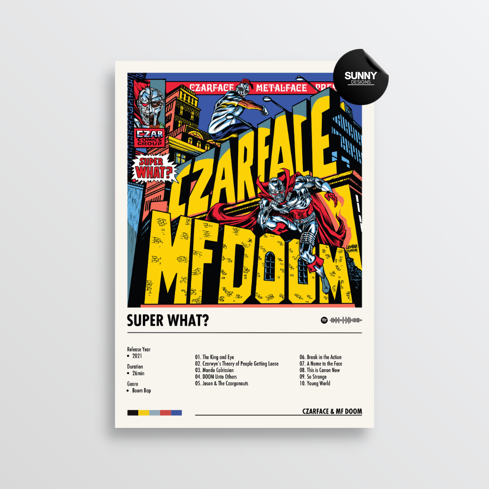 CZARFACE MF DOOM Super What? merch custom album cover poster music poster personalized gifts poster mockup poster template album posters for wall tracklist Sunny Designs Poster
