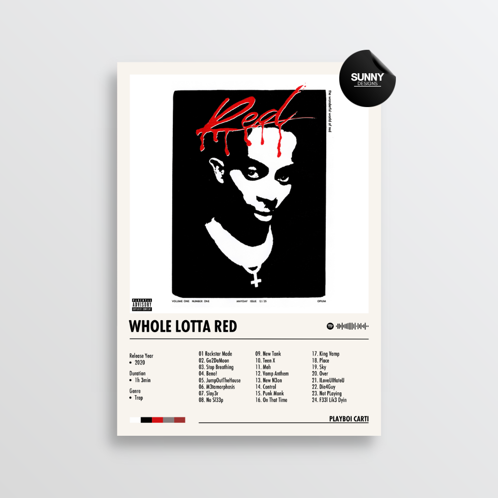 Playboi Carti Whole Lotta Red merch custom album cover poster music poster personalized gifts poster mockup poster template Sunny Designs Poster