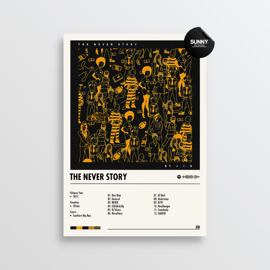 JID The Never Story merch custom album cover poster music poster personalized gifts poster mockup poster template album posters for wall Sunny Designs Poster 