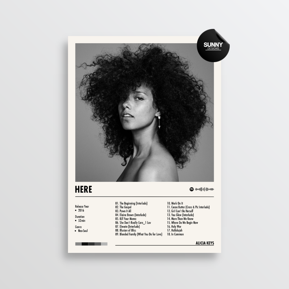 Alicia Keys HERE merch custom album cover poster music poster personalized gifts poster mockup poster template album posters for wall Sunny Designs Poster 