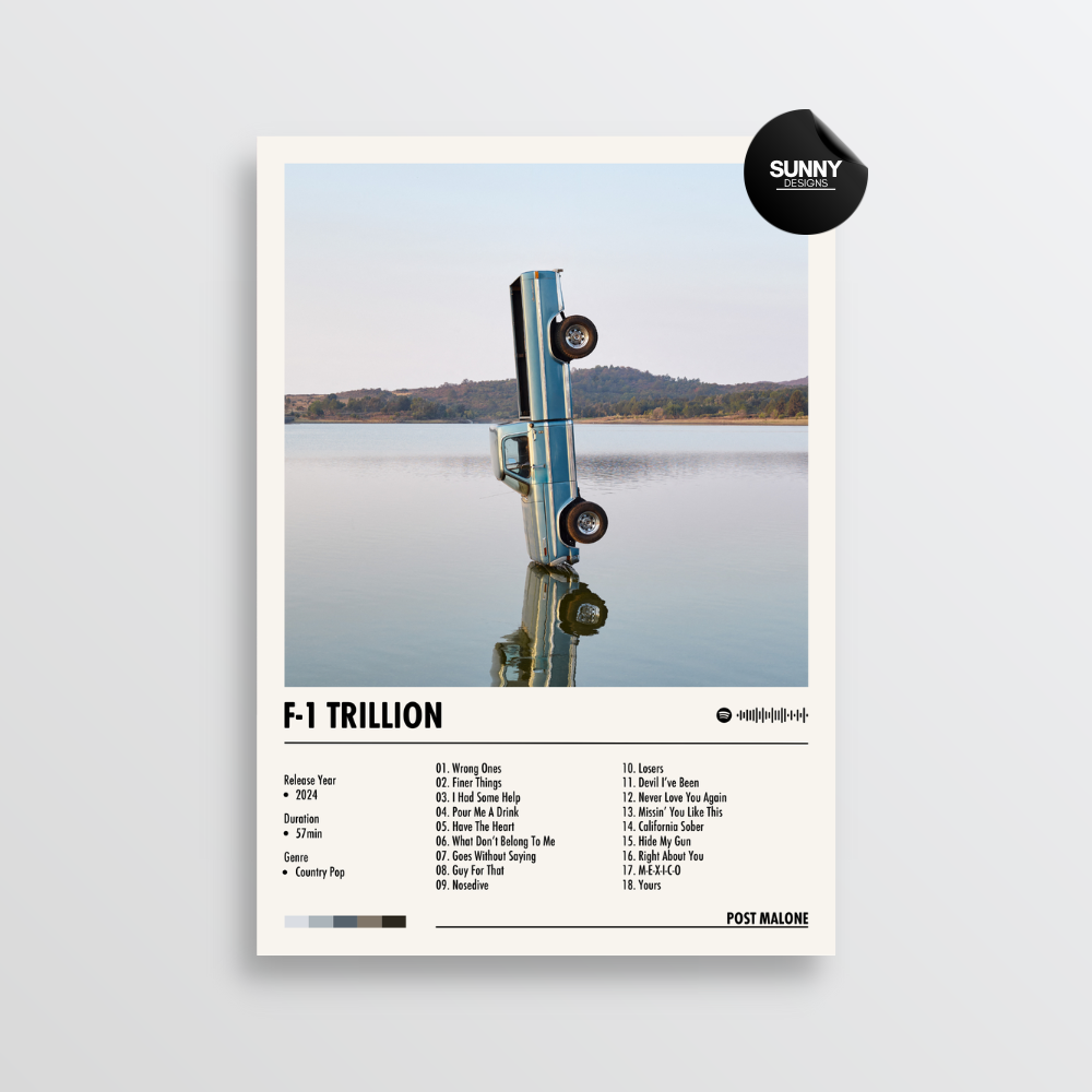 Post Malone F-1 Trillion merch custom album cover poster music poster personalized gifts poster mockup poster template album posters for wall Sunny Designs Poster
