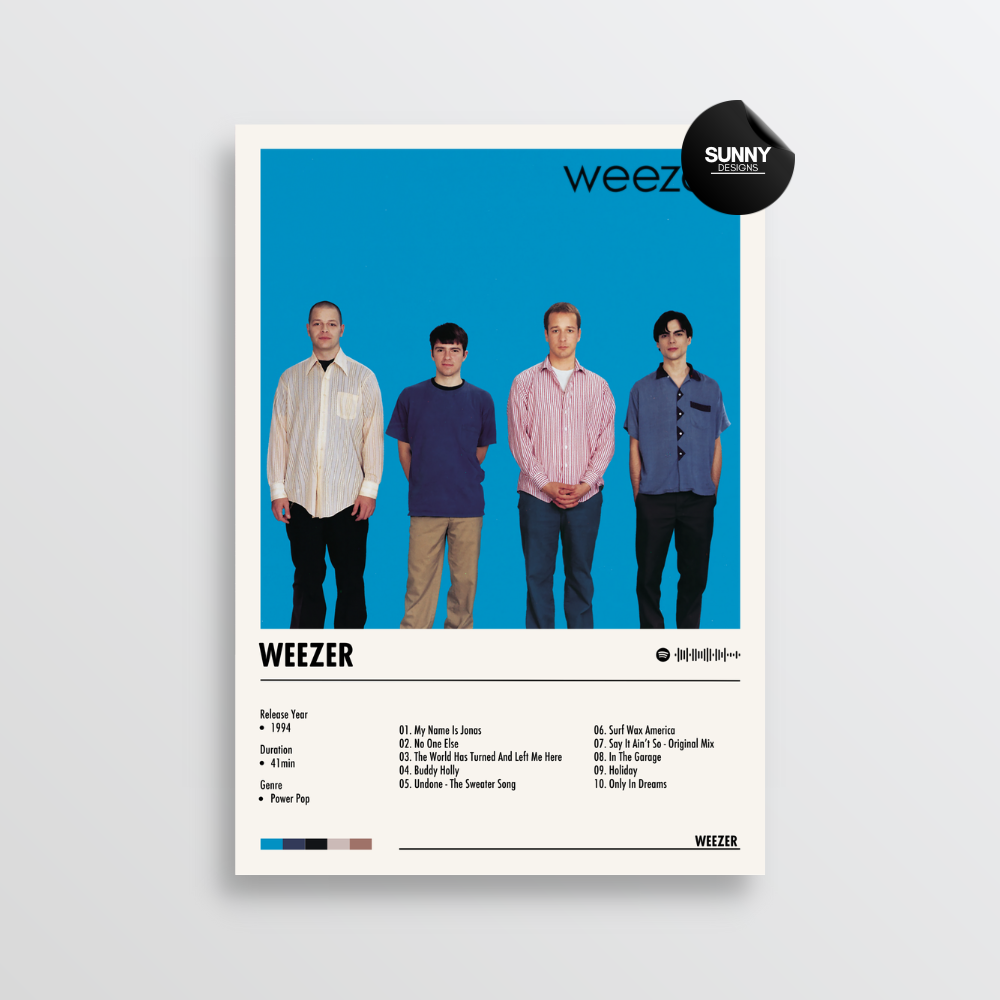 Weezer Weezer merch custom album cover poster music poster personalized gifts poster mockup poster template album posters for wall Sunny Designs Poster
