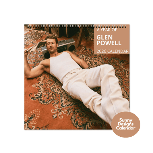 Glen Powell 2026 Wall Calendar - Sunny Designs Posters Celebrity Wall Art - Unique Gift - Celebrity Calendar Planner Desk