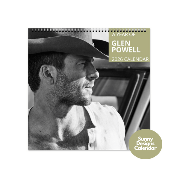 Glen Powell 2026 Wall Calendar - Sunny Designs Posters Celebrity Wall Art - Unique Gift - Celebrity Calendar Planner Desk