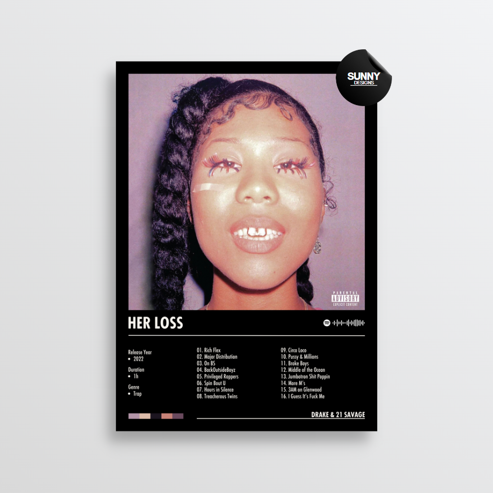 Drake & 21 Savage - Her Loss merch custom album cover poster music poster personalized gifts poster mockup poster template Sunny Designs Poster