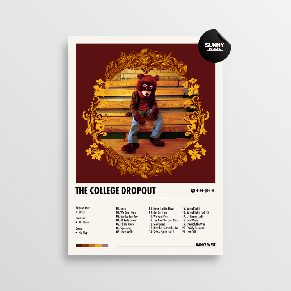 Kanye West The College Dropout merch custom album cover poster music poster personalized gifts poster mockup poster template Sunny Designs Poster