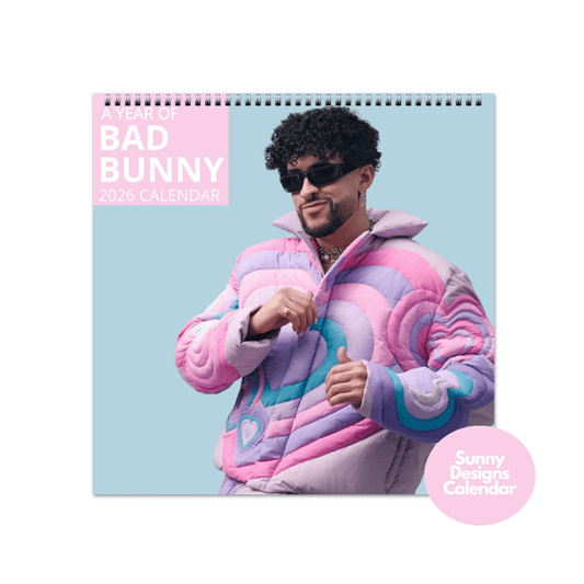 Bad Bunny 2026 Wall Calendar - Sunny Designs Posters Celebrity Wall Art - Unique Gift - Celebrity Calendar Planner Desk