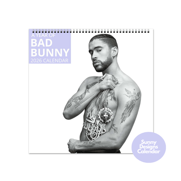 Bad Bunny 2026 Wall Calendar - Sunny Designs Posters Celebrity Wall Art - Unique Gift - Celebrity Calendar Planner Desk
