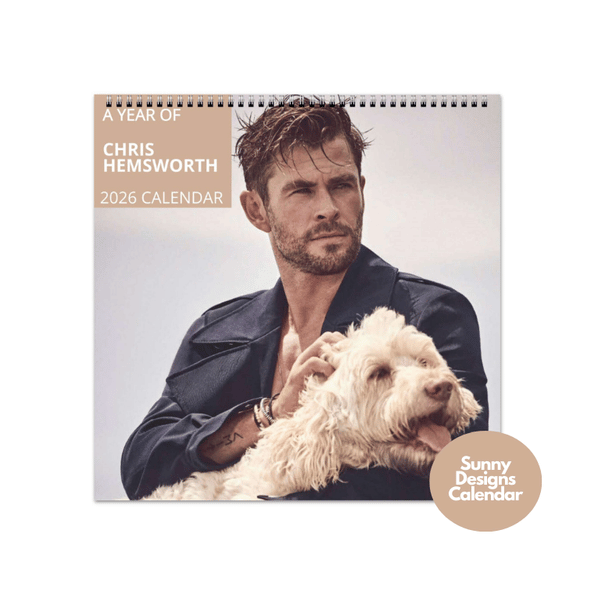 Chris Hemsworth 2026 Wall Calendar - Sunny Designs Posters Celebrity Wall Art - Unique Gift - Celebrity Calendar Planner Desk