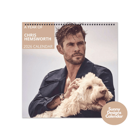Chris Hemsworth 2026 Wall Calendar - Sunny Designs Posters Celebrity Wall Art - Unique Gift - Celebrity Calendar Planner Desk