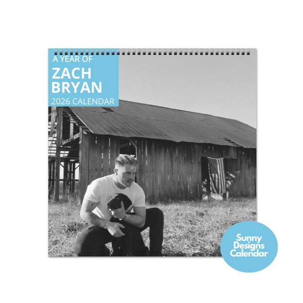 Zach Bryan 2026 Wall Calendar - Sunny Designs Posters Celebrity Wall Art - Unique Gift - Celebrity Calendar Planner Desk 