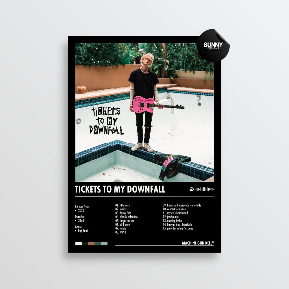 Machine Gun Kelly Tickets To My Downfall merch custom album cover poster music poster personalized gifts poster mockup poster template album posters for wall Sunny Designs Poster 