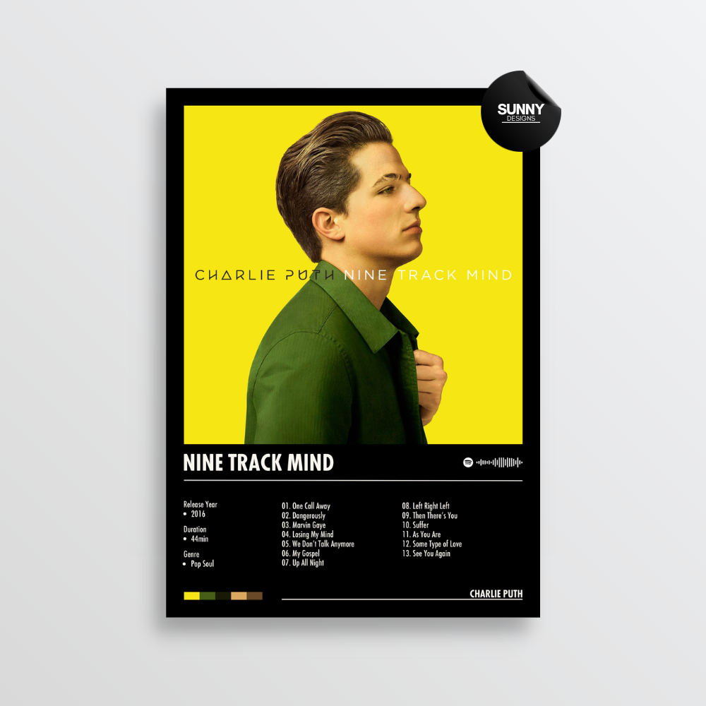 Charlie Puth Nine Track Mind merch custom album cover poster music poster personalized gifts poster mockup poster template album posters for wall Sunny Designs Poster 