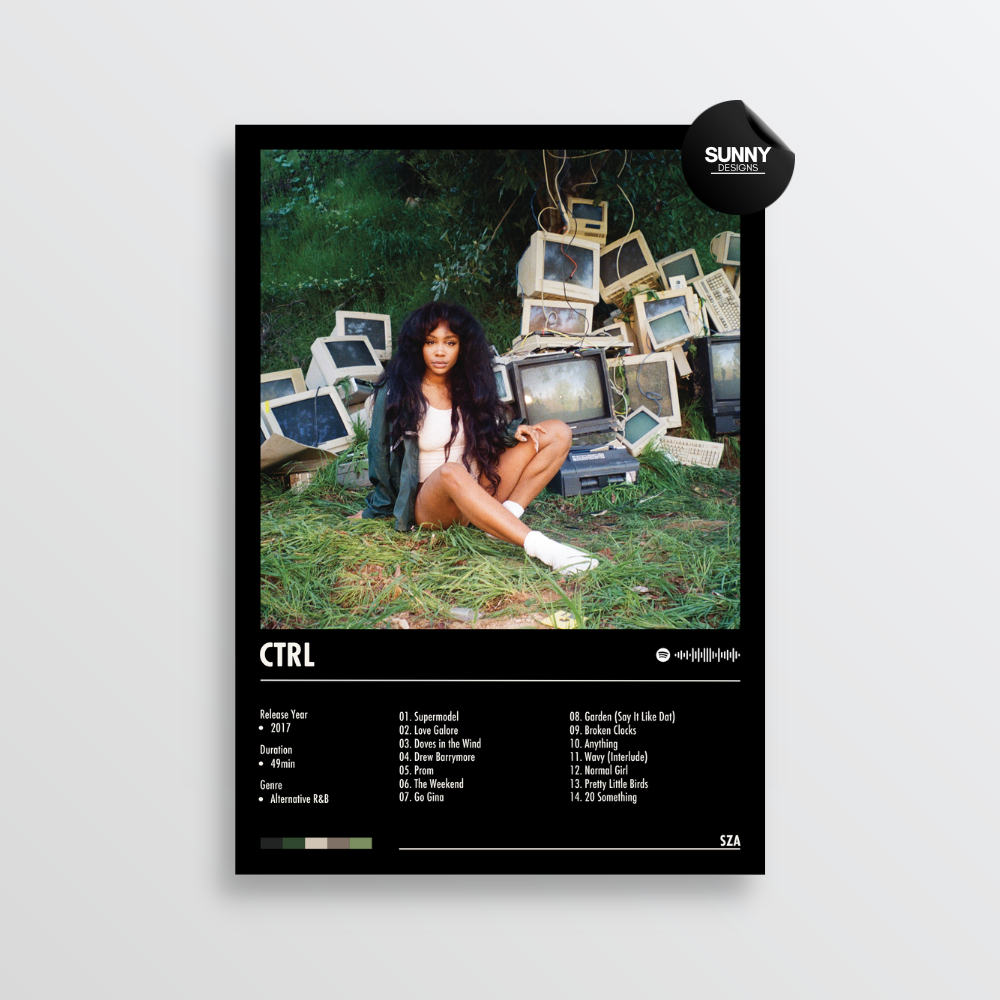 SZA Ctrl merch custom album cover poster music poster personalized gifts poster mockup poster template album posters for wall Sunny Designs Poster 