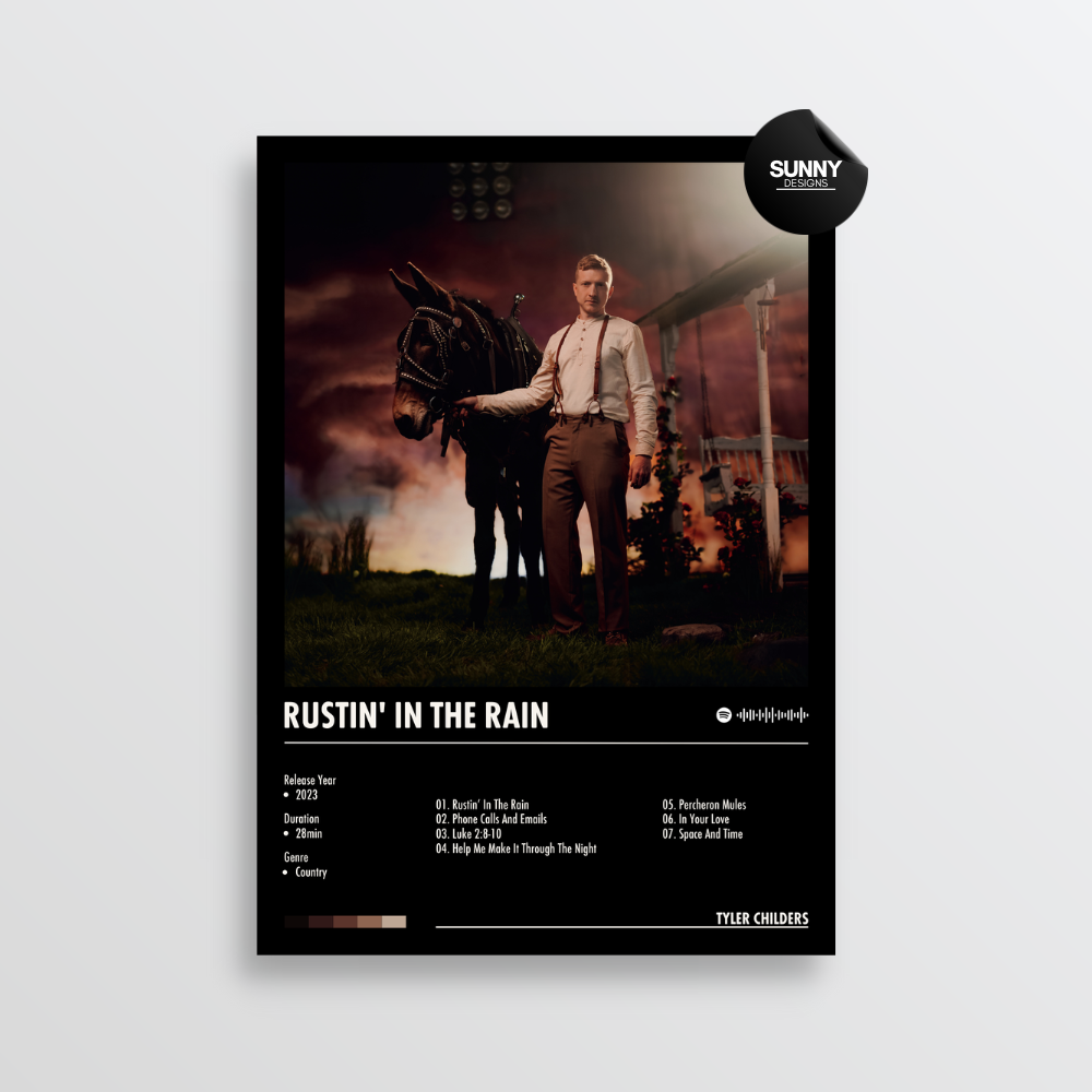 Tyler Childers Rustin' In The Rain merch custom album cover poster music poster personalized gifts poster mockup poster template album posters for wall Sunny Designs Poster
