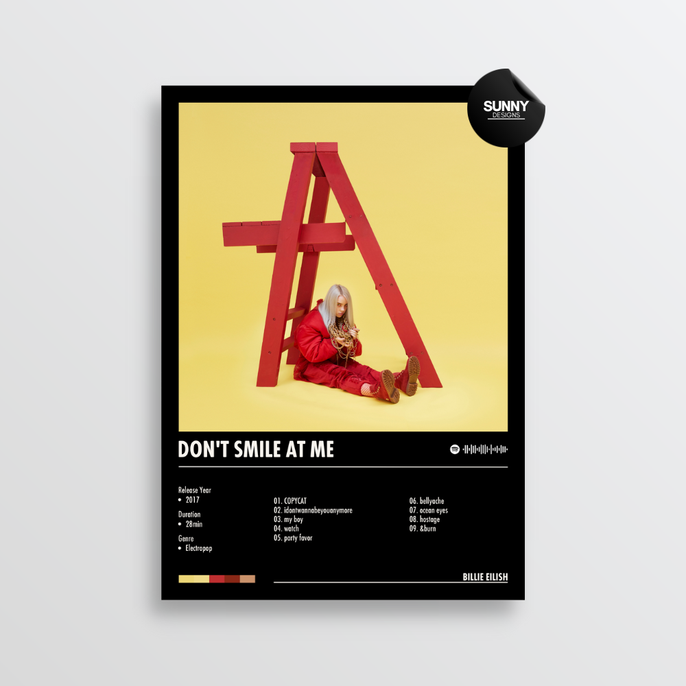 Billie Eilish don't smile at me merch custom album cover poster music poster personalized gifts poster mockup poster template album posters for wall Sunny Designs Poster 