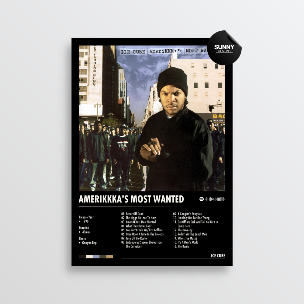 Ice Cube AmeriKKKa's Most Wanted merch custom album cover poster music poster personalized gifts poster mockup poster template album posters for wall Sunny Designs Poster  