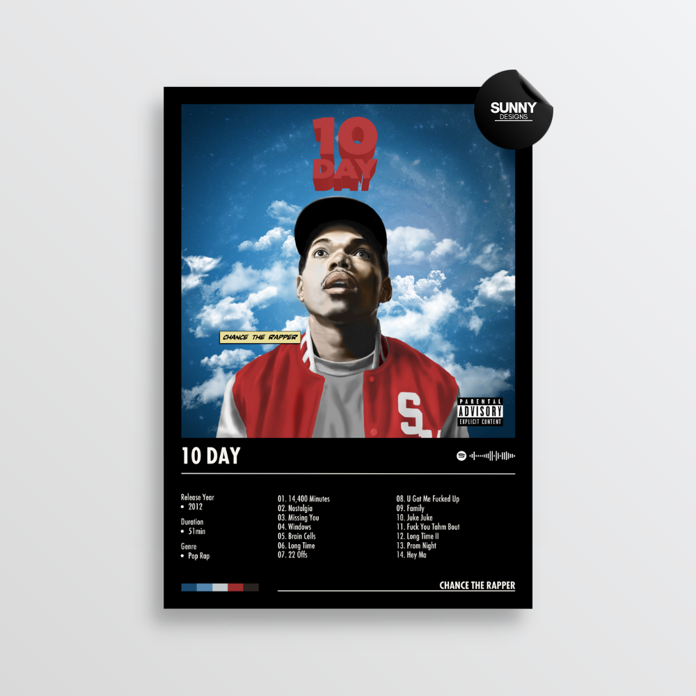 Chance the Rapper 10 Day merch custom album cover poster music poster personalized gifts poster mockup poster template album posters for wall Sunny Designs Poster 