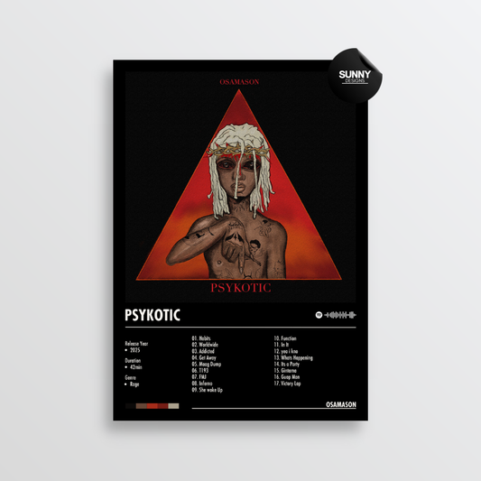OsamaSon psykotic  tracklist merch custom album cover poster music poster personalized gifts poster mockup poster template album posters for wall Sunny Designs Poster 