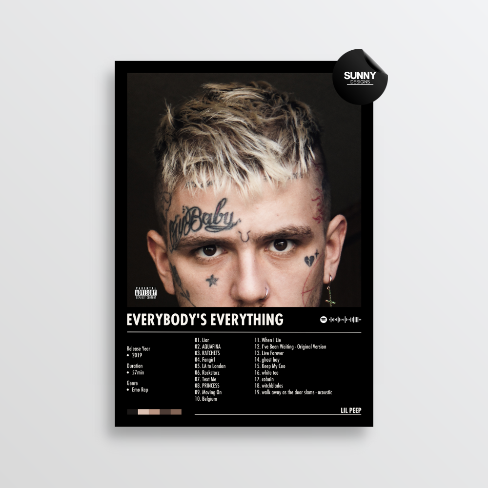 Lil Peep EVERYBODY'S EVERYTHING merch custom album cover poster music poster personalized gifts poster mockup poster template album posters for wall Sunny Designs Poster 