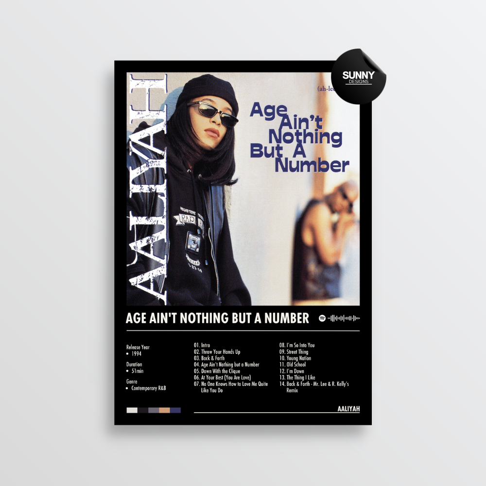 Aaliyah Age Ain't Nothing But A Number merch custom album cover poster music poster personalized gifts poster mockup poster template album posters for wall Sunny Designs Poster
