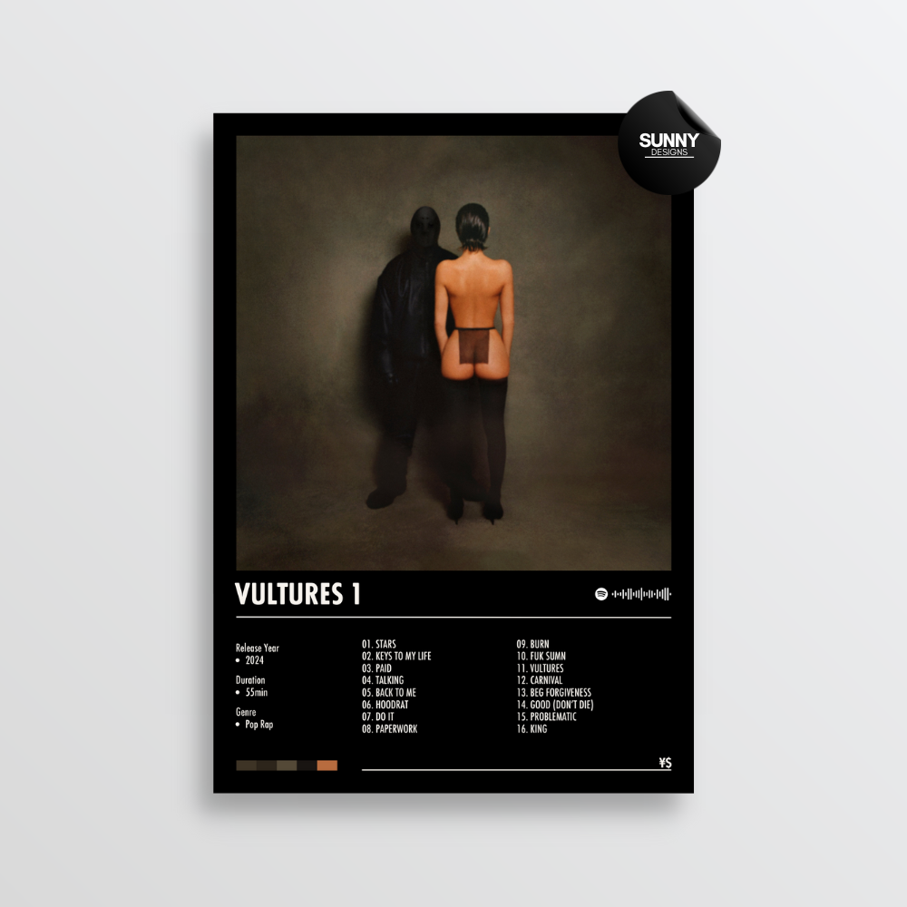 Kanye West Ty Dolla Sign VULTURES 1 merch custom album cover poster music poster personalized gifts poster mockup poster template Sunny Designs Poster