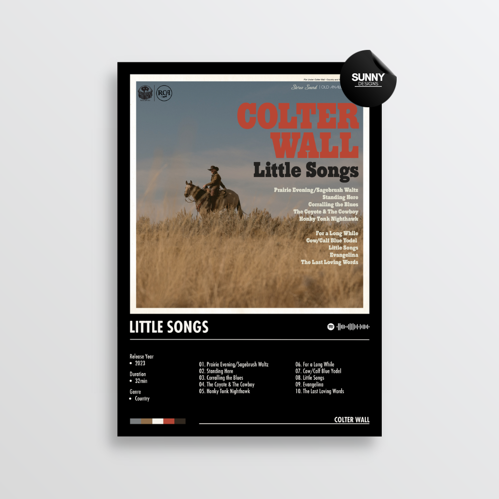 Colter Wall Little Songs merch custom album cover poster music poster personalized gifts poster mockup poster template album posters for wall Sunny Designs Poster
