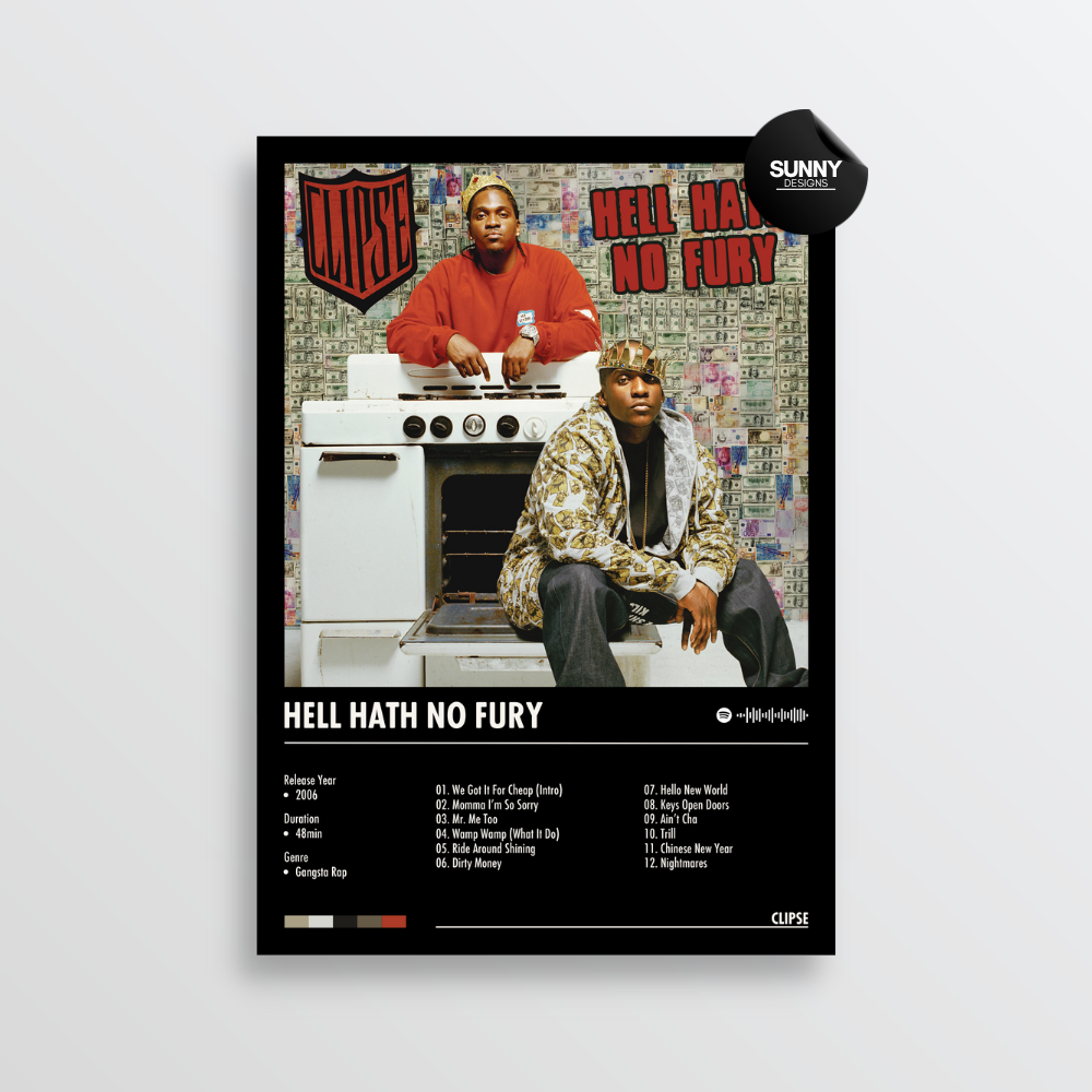 Clipse Hell Hath No Fury merch custom album cover poster music poster personalized gifts poster mockup poster template album posters for wall Sunny Designs Poster 