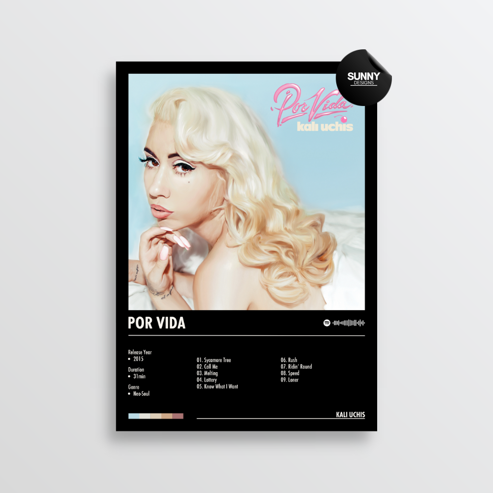 Kali Uchis Por Vida merch custom album cover poster music poster personalized gifts poster mockup poster template album posters for wall Sunny Designs Poster 