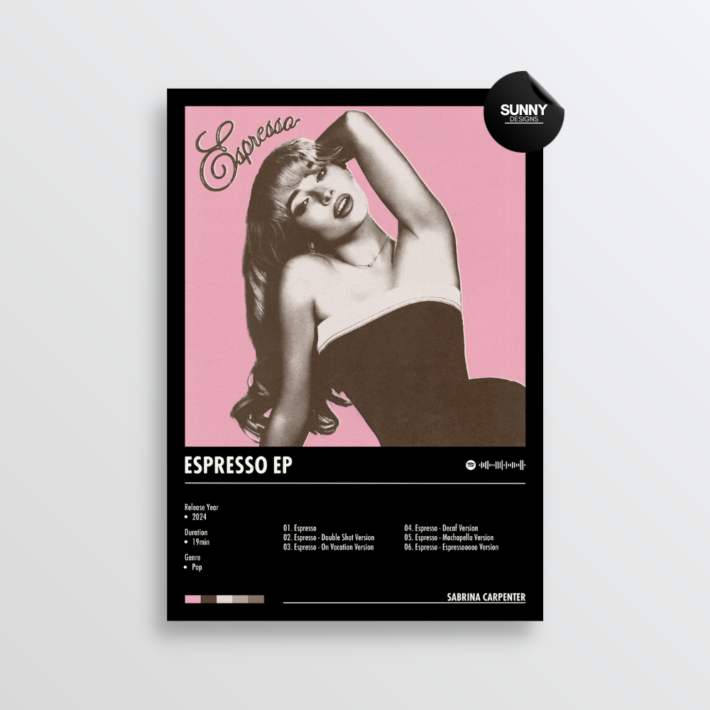 Sabrina Carpenter Espresso EP merch custom album cover poster music poster personalized gifts poster mockup poster template album posters for wall Sunny Designs Poster 