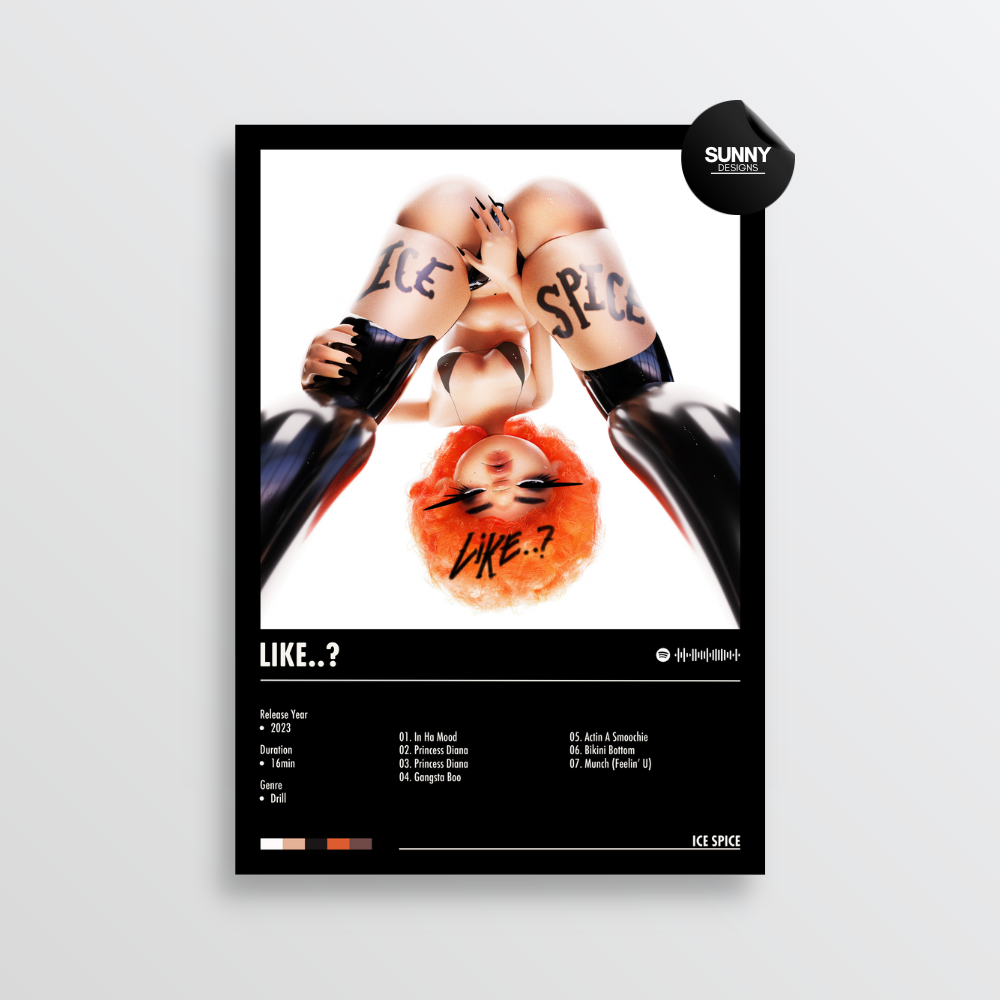 Ice Spice Like..? merch custom album cover poster music poster personalized gifts poster mockup poster template album posters for wall Sunny Designs Poster 