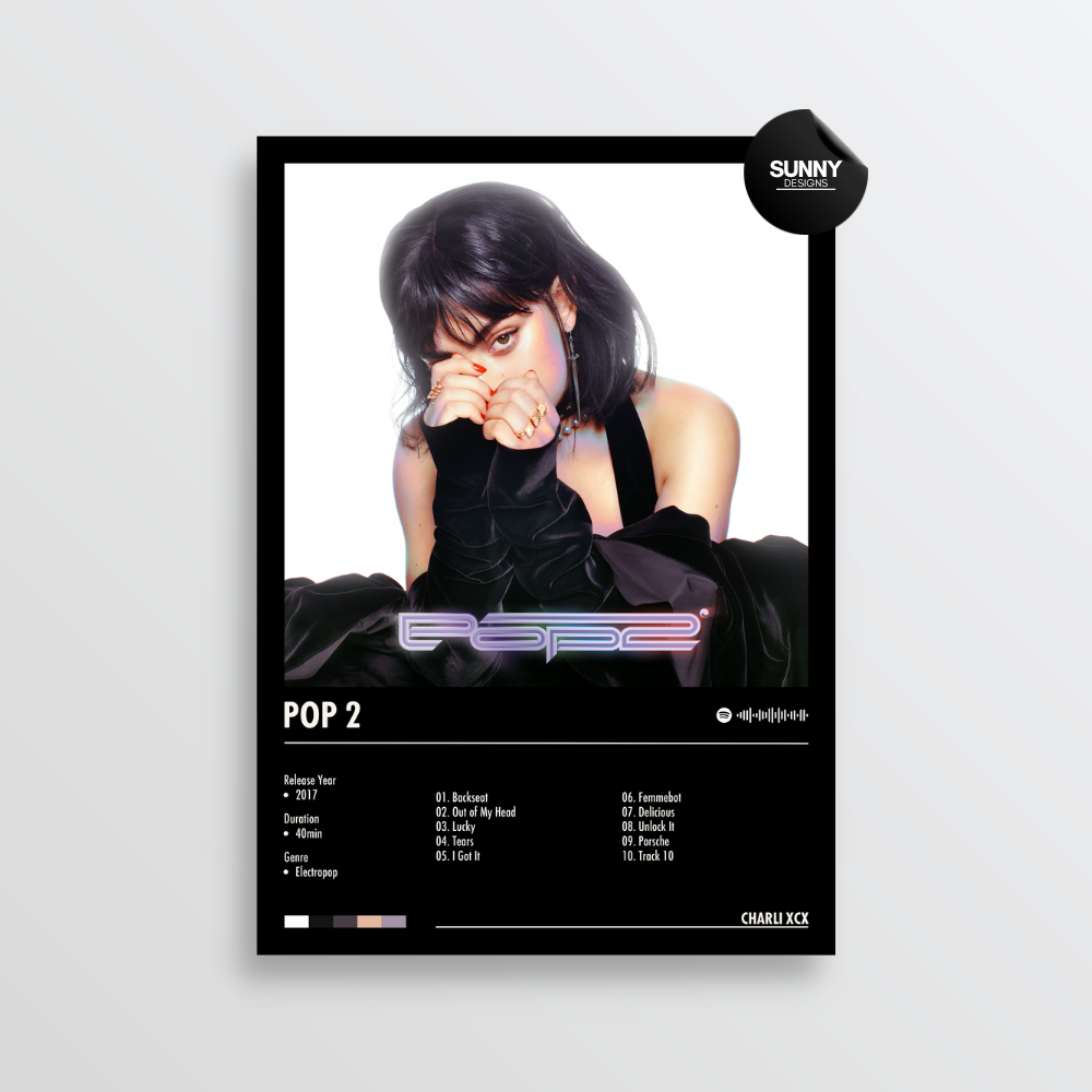 Charli XCX Pop 2 merch custom album cover poster music poster personalized gifts poster mockup poster template album posters for wall Sunny Designs Poster 