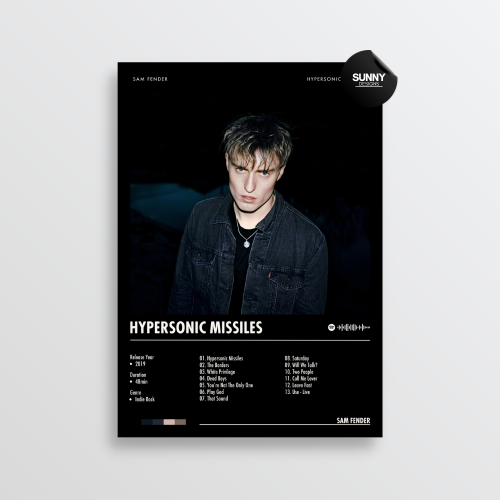 Sam Fender Hypersonic Missiles tracklist merch personnalisé album couverture affiche musique affiche cadeaux personnalisés affiche maquette affiche modèle album affiches pour mur Sunny Designs Poster 