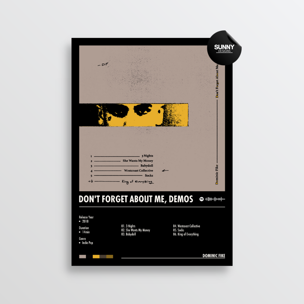 Dominic Fike Don't Forget About Me, Demos merch custom album cover poster music poster personalized gifts poster mockup poster template album posters for wall Sunny Designs Poster 