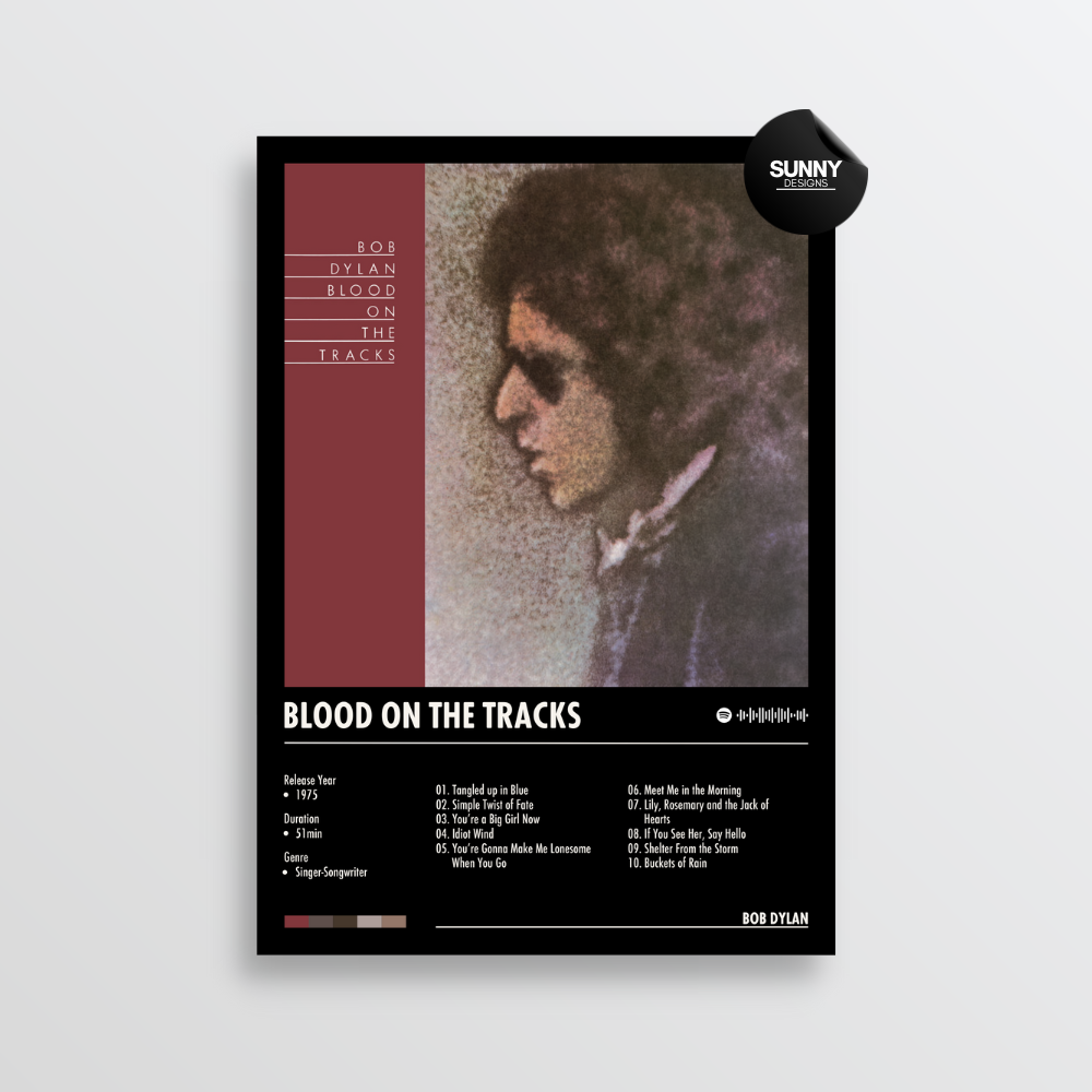 Bob Dylan Blood On The Tracks merch custom album cover poster music poster personalized gifts poster mockup poster template album posters for wall Sunny Designs Poster 