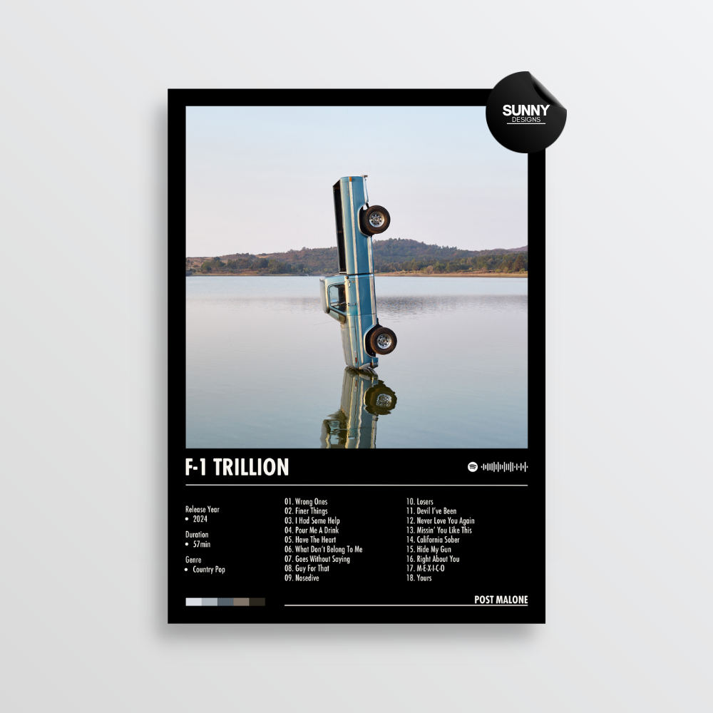 Post Malone F-1 Trillion merch custom album cover poster music poster personalized gifts poster mockup poster template album posters for wall Sunny Designs Poster
