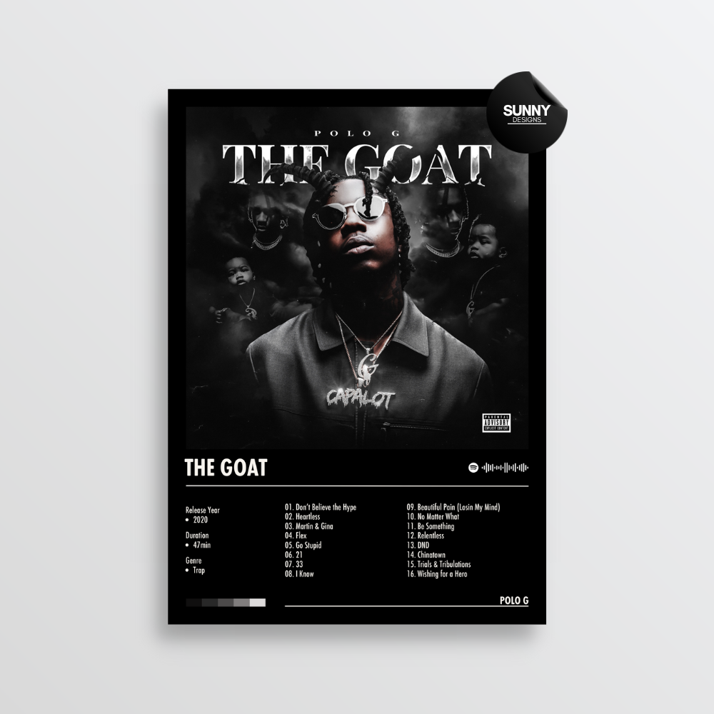 Polo G THE GOAT merch custom album cover poster music poster personalized gifts poster mockup poster template album posters for wall Sunny Designs Poster 