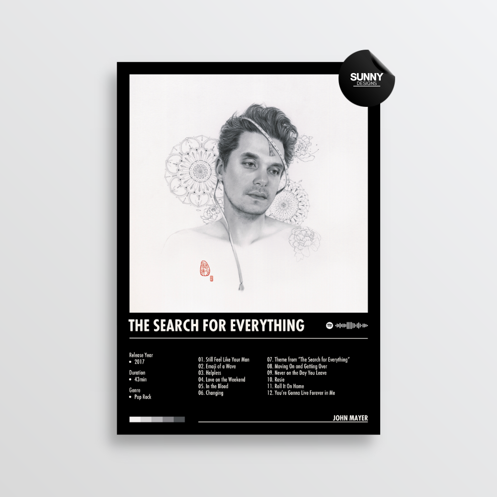 John Mayer The Search for Everything merch custom album cover poster music poster personalized gifts poster mockup poster template album posters for wall Sunny Designs Poster 