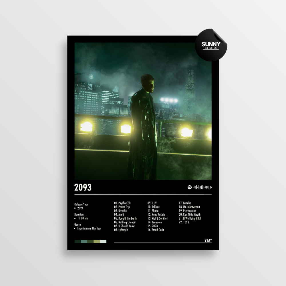 Yeat 2093 merch custom album cover poster music poster personalized gifts poster mockup poster template album posters for wall Sunny Designs Poster
