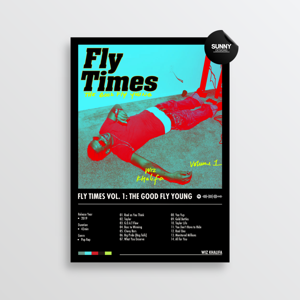 Wiz Khalifa Fly Times Vol 1 The Good Fly Young merch custom album cover poster music poster personalized gifts poster mockup poster template album posters for wall Sunny Designs Poster
