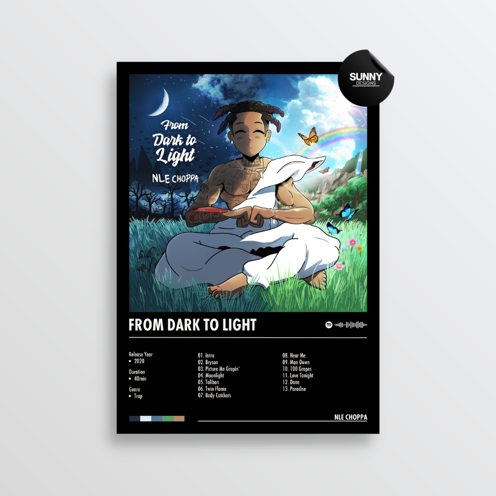 NLE Choppa From Dark to Light merch custom album cover poster music poster personalized gifts poster mockup poster template album posters for wall Sunny Designs Poster 