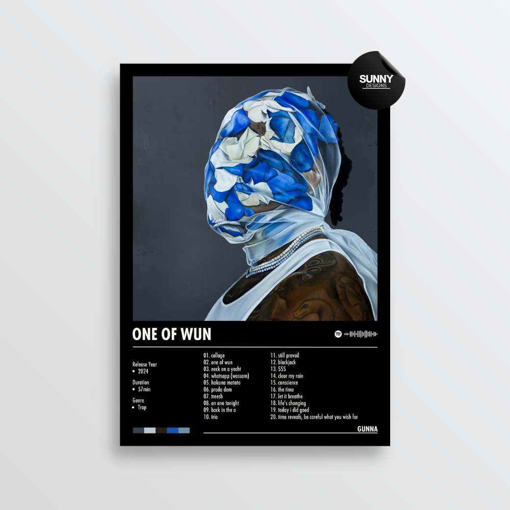 Gunna One of Wun merch custom album cover poster music poster personalized gifts poster mockup poster template album posters for wall Sunny Designs Poster 