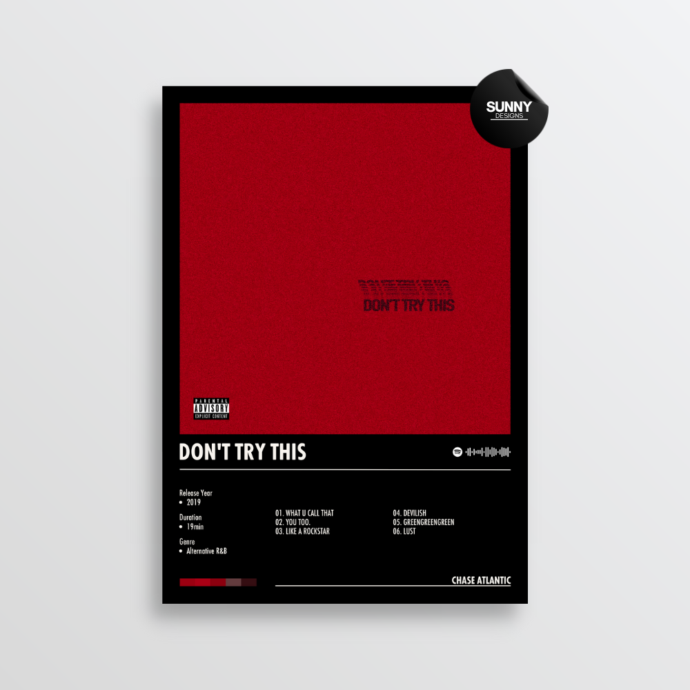 Chase Atlantic DON'T TRY THIS merch custom album cover poster music poster personalized gifts poster mockup poster template album posters for wall Sunny Designs Poster 