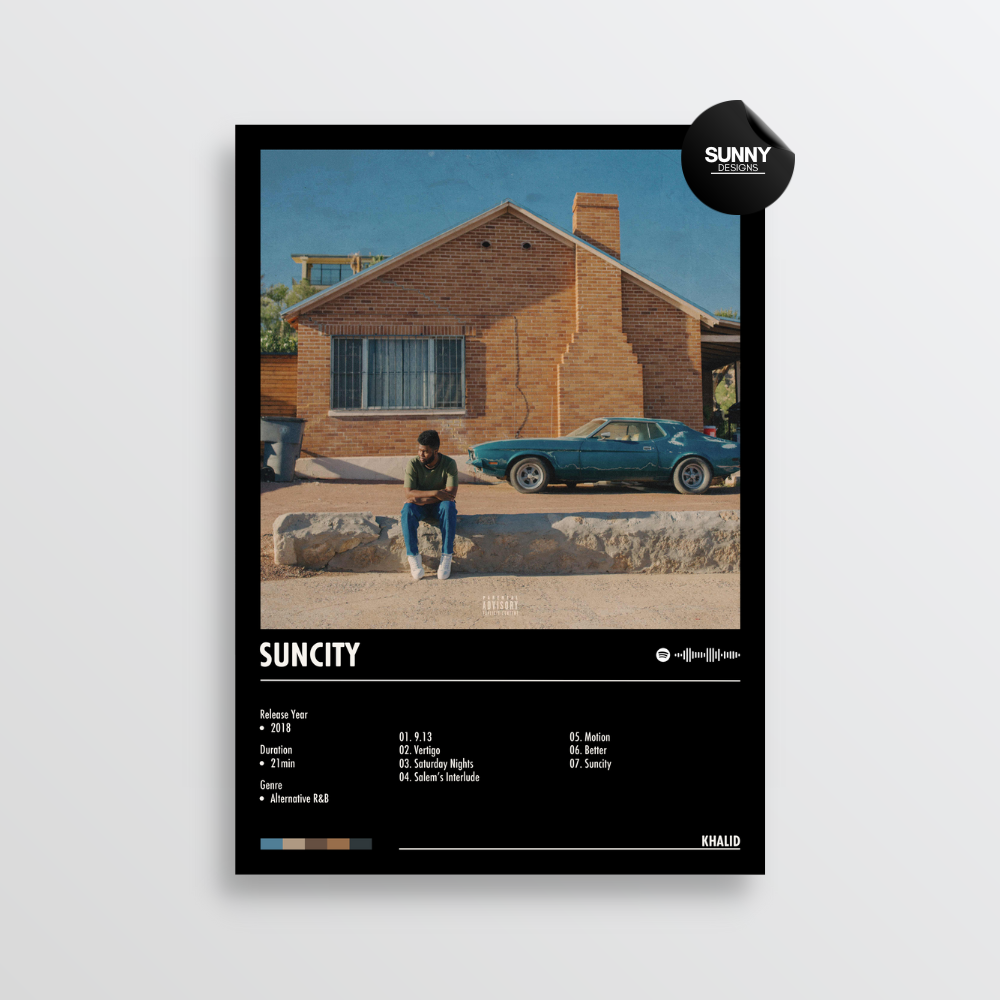 Khalid Suncity merch custom album cover poster music poster personalized gifts poster mockup poster template album posters for wall Sunny Designs Poster 