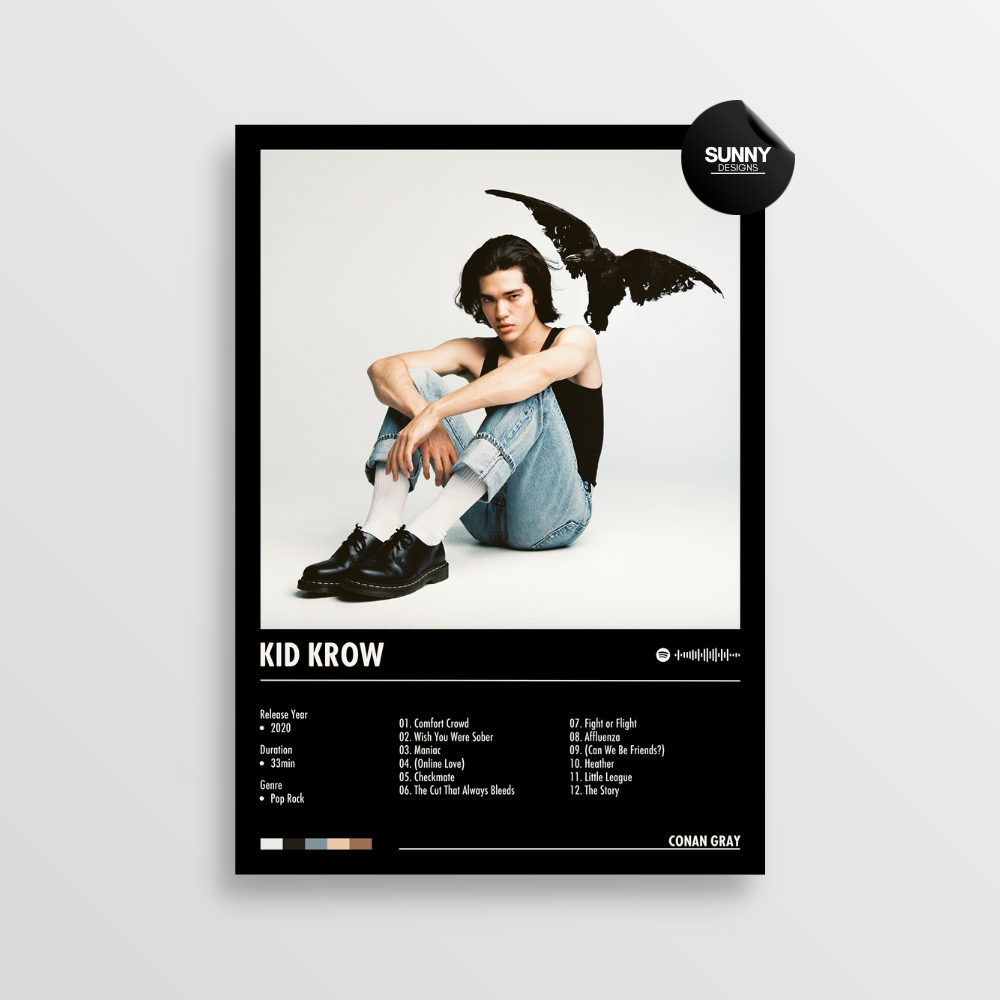 Conan Gray Kid Krow merch custom album cover poster music poster personalized gifts poster mockup poster template album posters for wall Sunny Designs Poster 