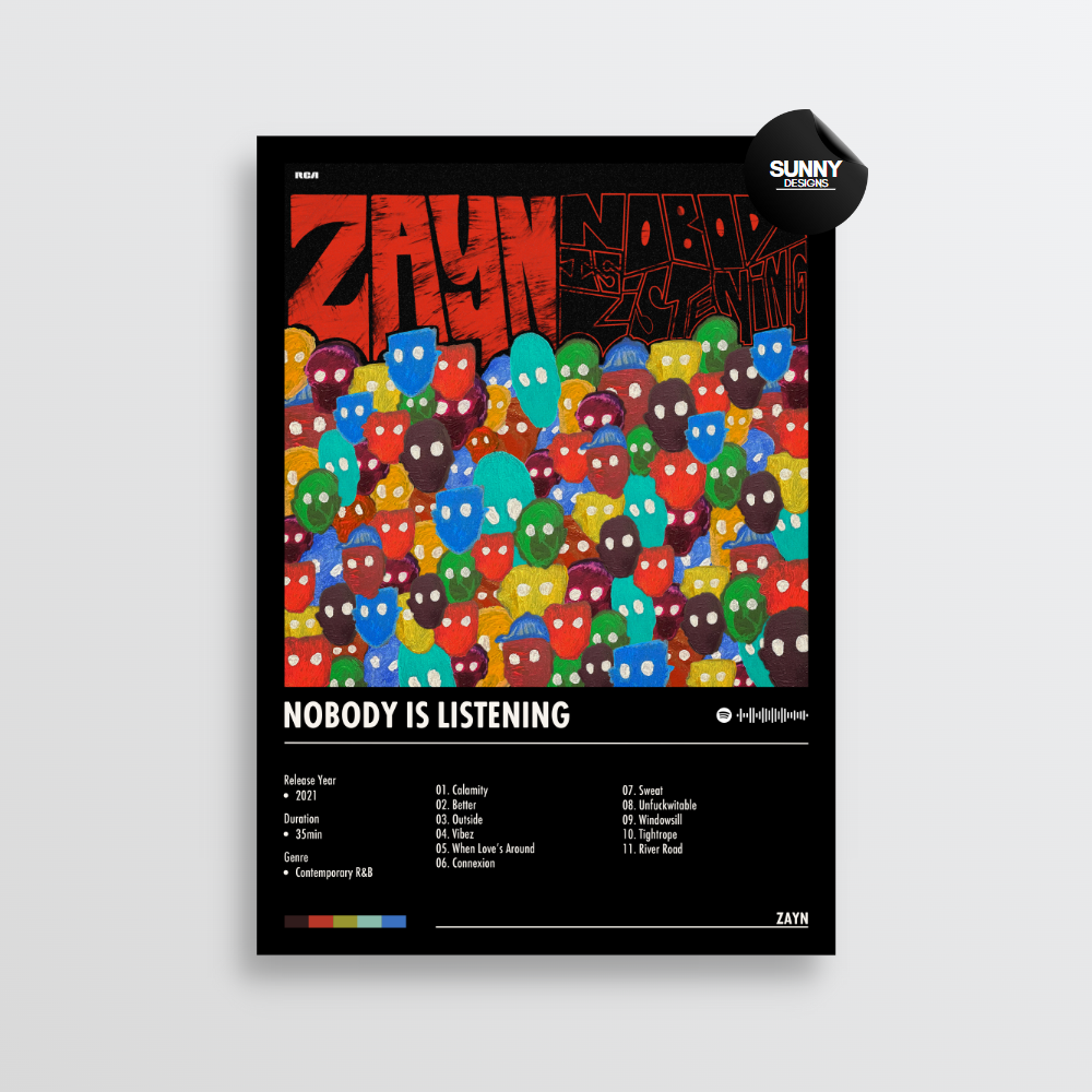 ZAYN Nobody Is Listening merch custom album cover poster music poster personalized gifts poster mockup poster template Sunny Designs Poster