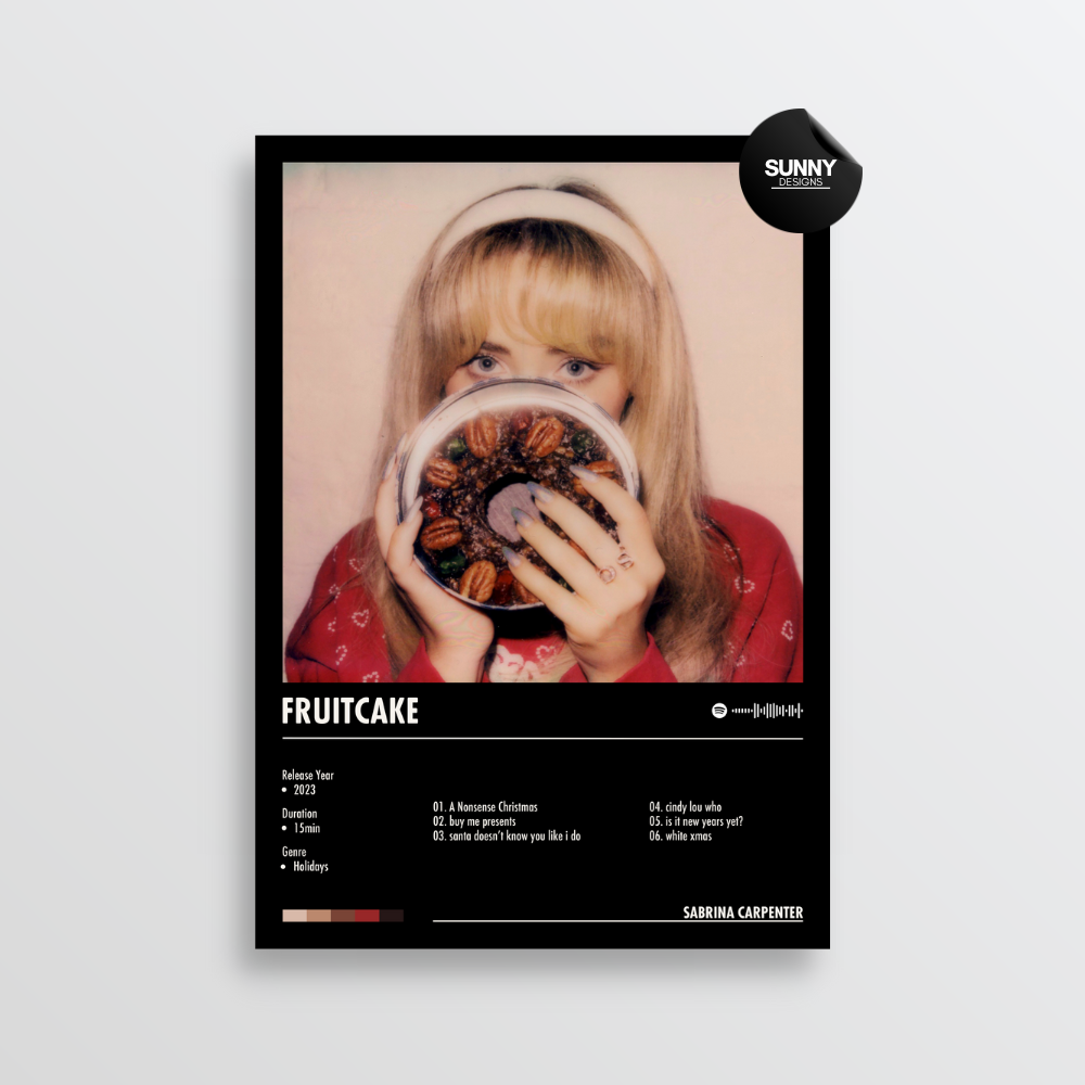 Sabrina Carpenter fruitcake merch custom album cover poster music poster personalized gifts poster mockup poster template album posters for wall Sunny Designs Poster 