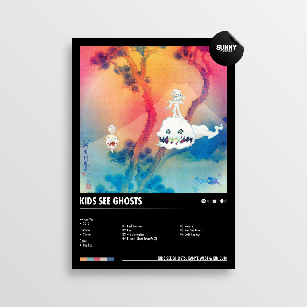 KIDS SEE GHOSTS, Kanye West & Kid Cudi KIDS SEE GHOSTS merch custom album cover poster music poster personalized gifts poster mockup poster template album posters for wall Sunny Designs Poster